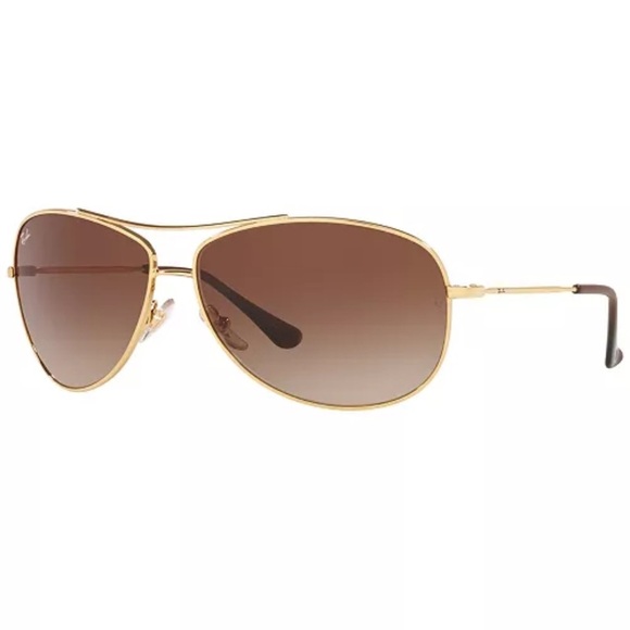 Gold Aviator Sunglasses with Brown Lenses - Picture 2 of 4
